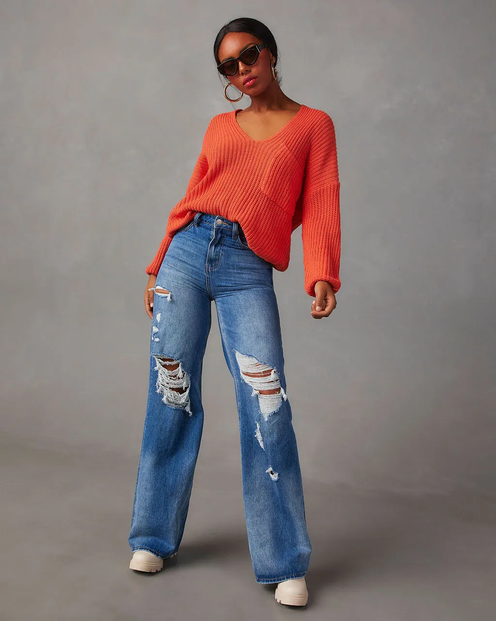 Waiting For You Relaxed V-Neck Sweater
