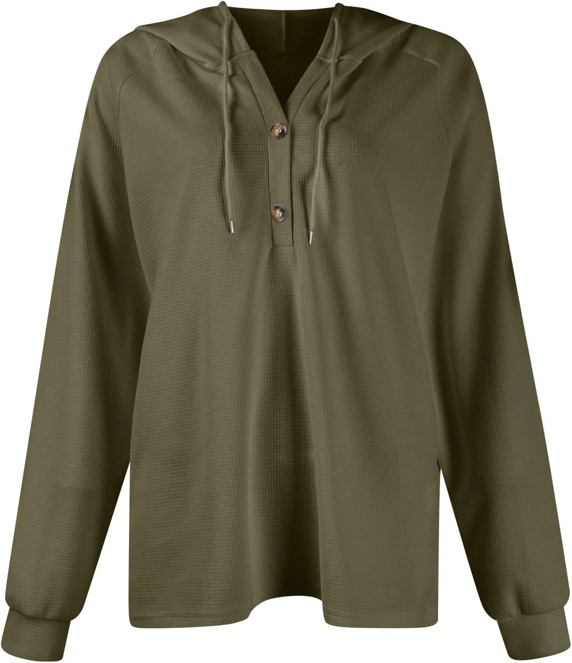 Womens Long Sleeve Hoodies 2024 Drawstring Sweatshirt Loose Button Comfy V-Neck Top Dressy Daily Clothes
