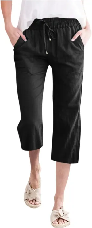 Womens Pants Plus Size Cotton Linen Elastic Waist Casual Summer Slacks Casual Petite Maternity Clothes Womens Cotton Pants