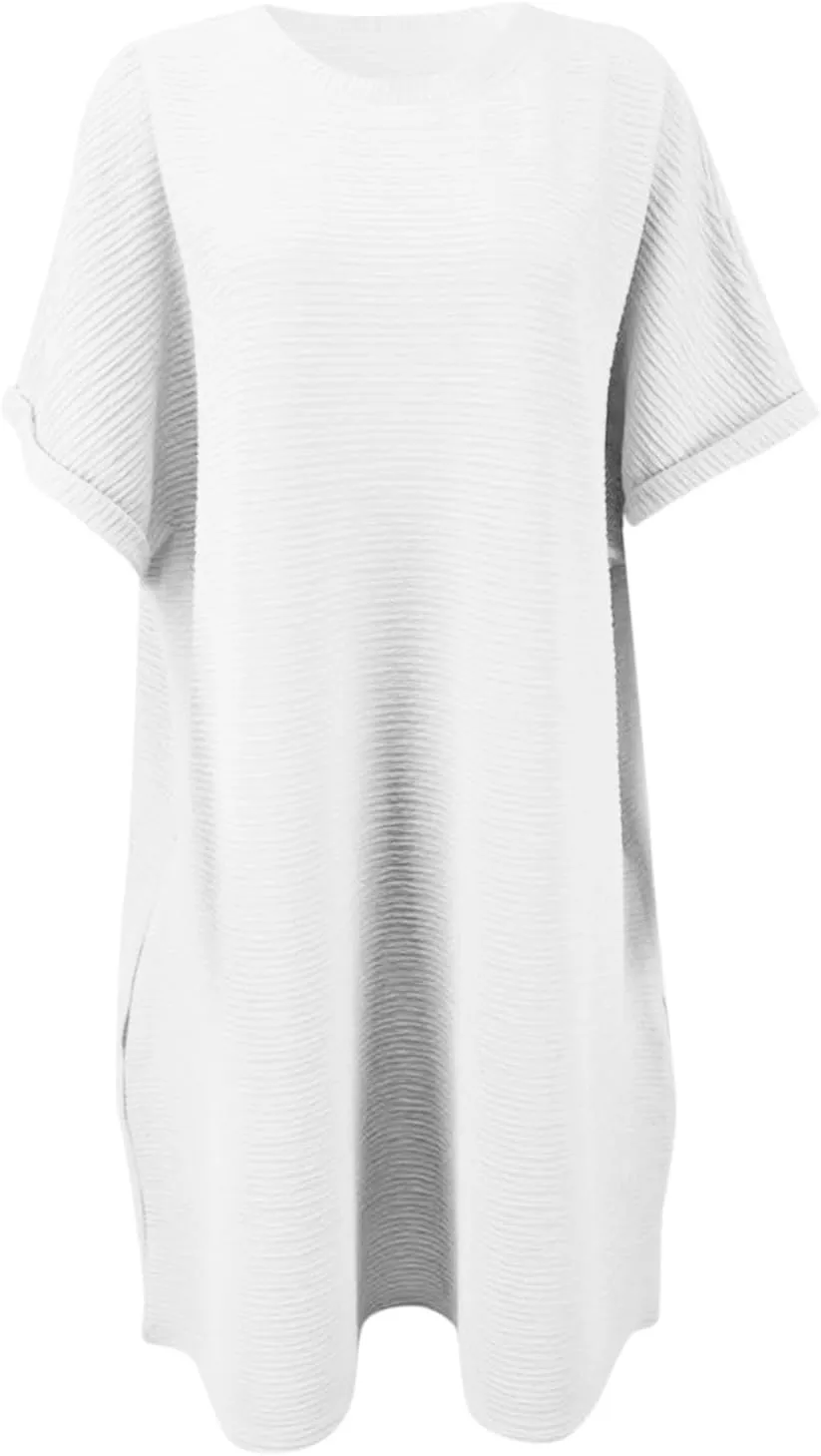 Womens Summer Dresses Fashion 2025 Short Sleeve Crew Neck Spring Mini Dress Casual Beach Vacation Clothes Dresses
