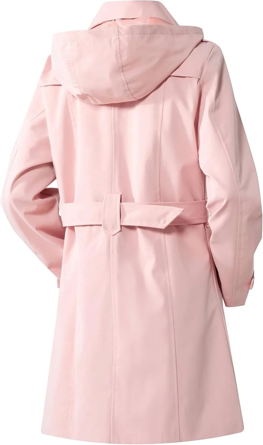 Women's Trench Coat Double Breasted Classic Mid-Length Adjustable Belt Jacket with Detachable Hood and Vest