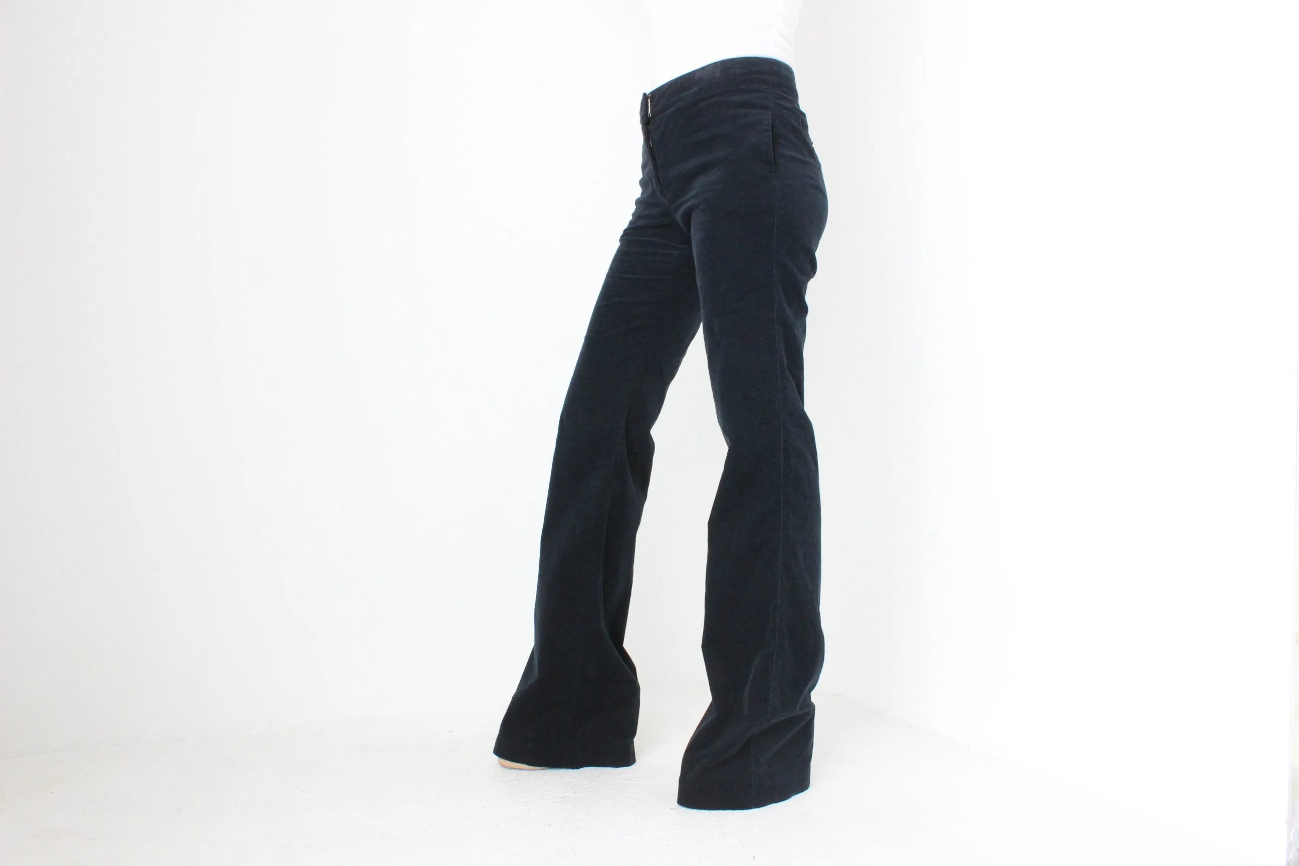 Y2K Roberto Cavalli Navy Corduroy Tall Bell Bottom Jeans