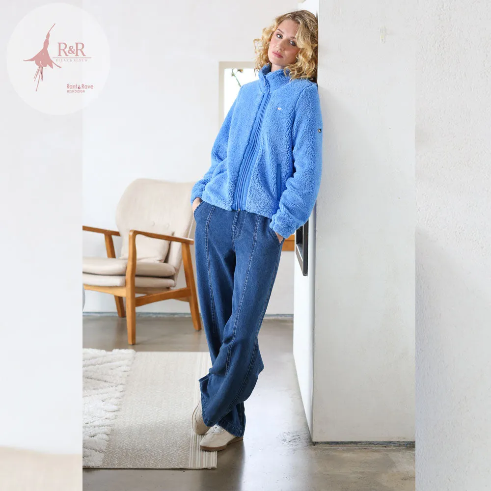 Zahra Teddy Bomber in Cornflower Blue